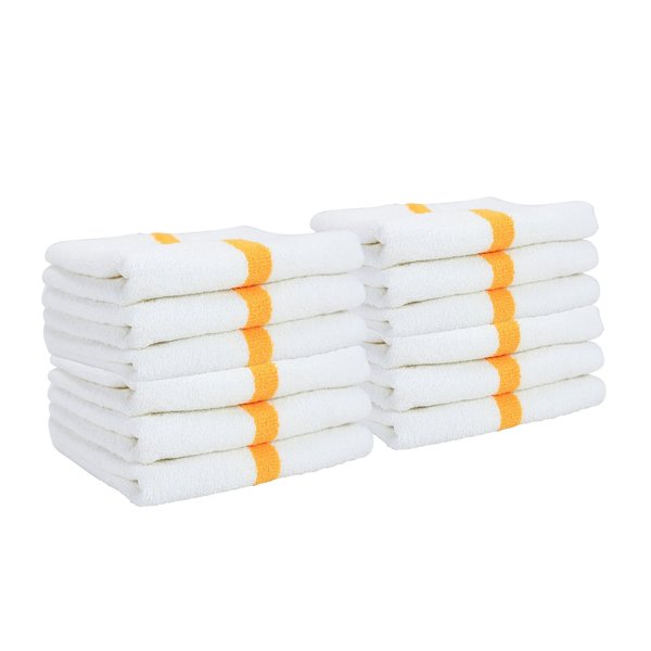 Power Towels Gym Power Hand Towels - Gold Center stripe  16 x 27 , 12PK PWR-1627-3GLDCS